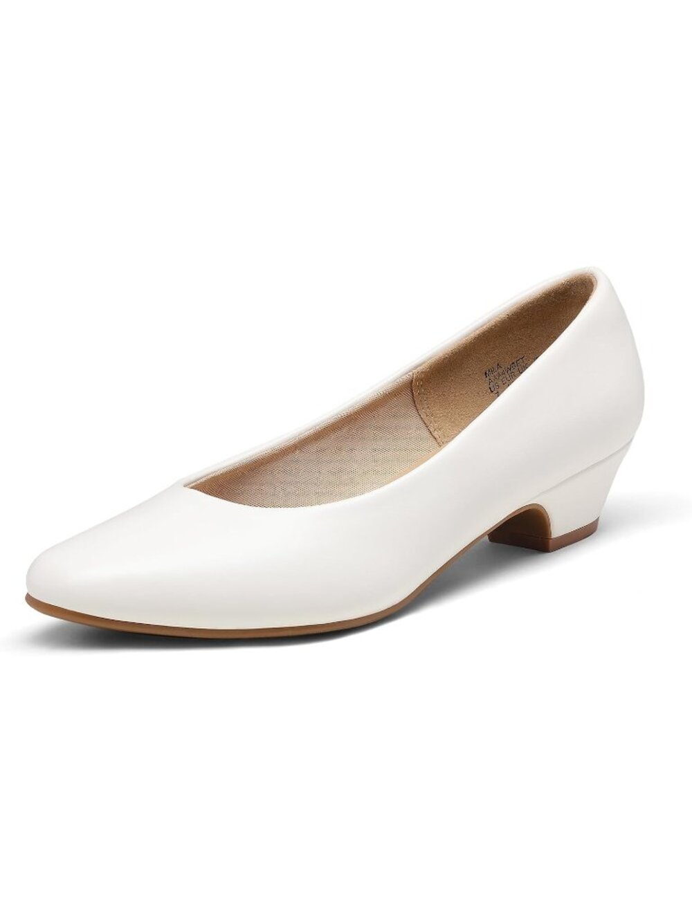Dream Pairs Women's White Pu Round Toe Low Chunky Block Heel Pump Dress Shoes